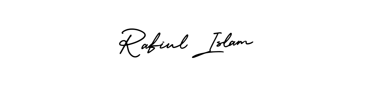 You should practise on your own different ways (AmerikaSignatureDemo-Regular) to write your name (Rafiul Islam) in signature. don't let someone else do it for you. Rafiul Islam signature style 3 images and pictures png