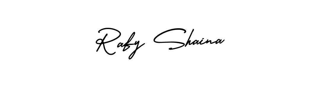 The best way (AmerikaSignatureDemo-Regular) to make a short signature is to pick only two or three words in your name. The name Rafy Shaina include a total of six letters. For converting this name. Rafy Shaina signature style 3 images and pictures png