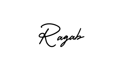 Use a signature maker to create a handwritten signature online. With this signature software, you can design (AmerikaSignatureDemo-Regular) your own signature for name Ragab. Ragab signature style 3 images and pictures png
