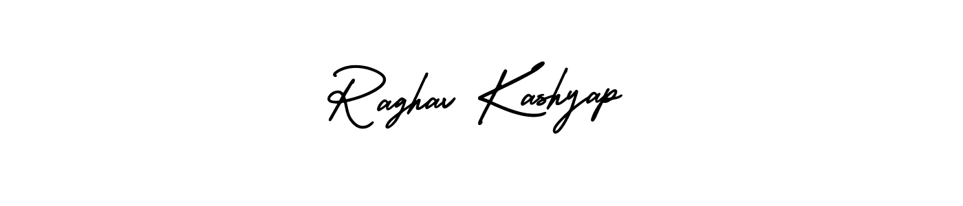 The best way (AmerikaSignatureDemo-Regular) to make a short signature is to pick only two or three words in your name. The name Raghav Kashyap include a total of six letters. For converting this name. Raghav Kashyap signature style 3 images and pictures png