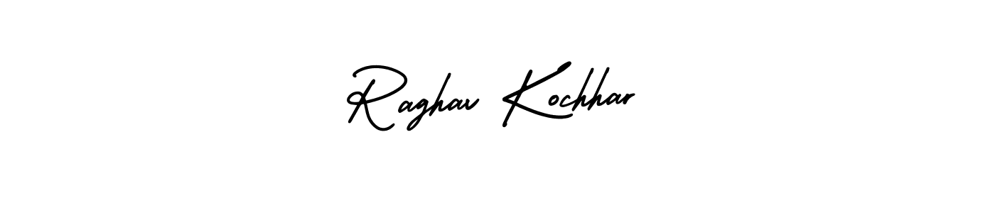 You should practise on your own different ways (AmerikaSignatureDemo-Regular) to write your name (Raghav Kochhar) in signature. don't let someone else do it for you. Raghav Kochhar signature style 3 images and pictures png