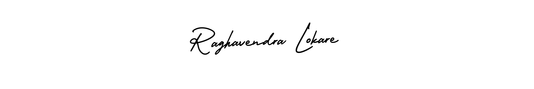 The best way (AmerikaSignatureDemo-Regular) to make a short signature is to pick only two or three words in your name. The name Raghavendra Lokare include a total of six letters. For converting this name. Raghavendra Lokare signature style 3 images and pictures png