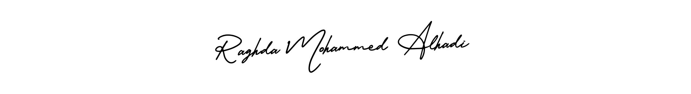 Raghda Mohammed Alhadi stylish signature style. Best Handwritten Sign (AmerikaSignatureDemo-Regular) for my name. Handwritten Signature Collection Ideas for my name Raghda Mohammed Alhadi. Raghda Mohammed Alhadi signature style 3 images and pictures png