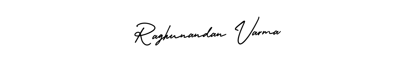 How to make Raghunandan Varma name signature. Use AmerikaSignatureDemo-Regular style for creating short signs online. This is the latest handwritten sign. Raghunandan Varma signature style 3 images and pictures png