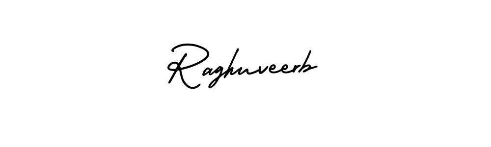 You should practise on your own different ways (AmerikaSignatureDemo-Regular) to write your name (Raghuveerb) in signature. don't let someone else do it for you. Raghuveerb signature style 3 images and pictures png