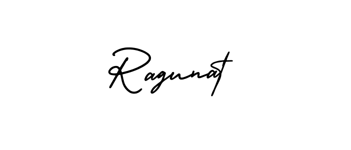 You should practise on your own different ways (AmerikaSignatureDemo-Regular) to write your name (Ragunat) in signature. don't let someone else do it for you. Ragunat signature style 3 images and pictures png