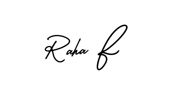 Design your own signature with our free online signature maker. With this signature software, you can create a handwritten (AmerikaSignatureDemo-Regular) signature for name Raha F. Raha F signature style 3 images and pictures png