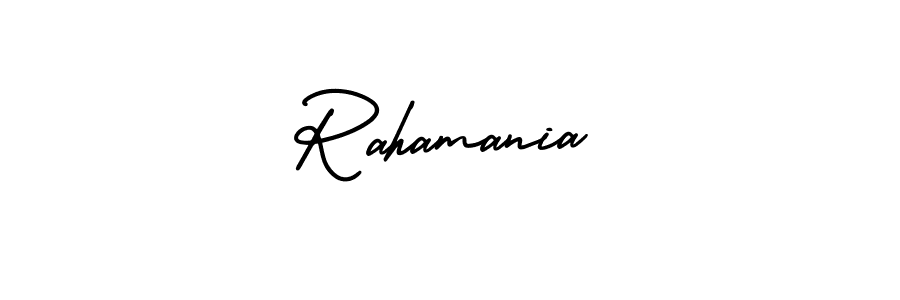 if you are searching for the best signature style for your name Rahamania. so please give up your signature search. here we have designed multiple signature styles  using AmerikaSignatureDemo-Regular. Rahamania signature style 3 images and pictures png