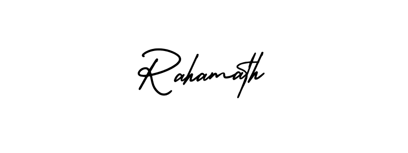 You should practise on your own different ways (AmerikaSignatureDemo-Regular) to write your name (Rahamath) in signature. don't let someone else do it for you. Rahamath signature style 3 images and pictures png