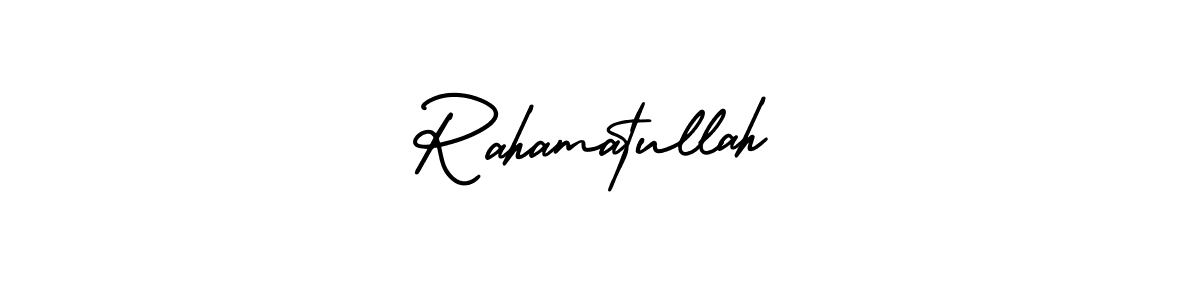 AmerikaSignatureDemo-Regular is a professional signature style that is perfect for those who want to add a touch of class to their signature. It is also a great choice for those who want to make their signature more unique. Get Rahamatullah name to fancy signature for free. Rahamatullah signature style 3 images and pictures png