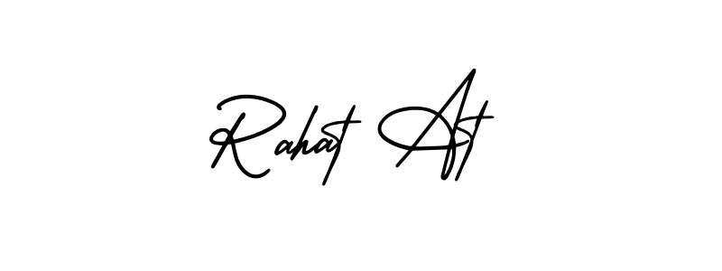 Similarly AmerikaSignatureDemo-Regular is the best handwritten signature design. Signature creator online .You can use it as an online autograph creator for name Rahat At. Rahat At signature style 3 images and pictures png