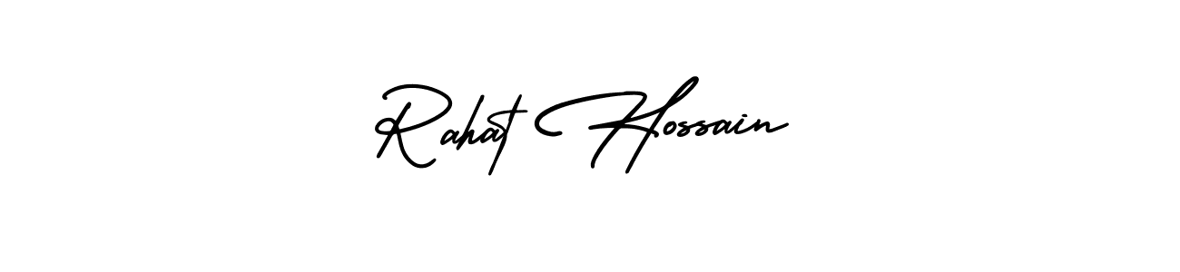 The best way (AmerikaSignatureDemo-Regular) to make a short signature is to pick only two or three words in your name. The name Rahat Hossain include a total of six letters. For converting this name. Rahat Hossain signature style 3 images and pictures png