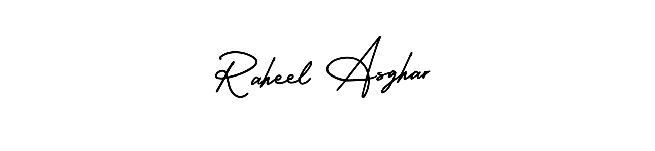 Raheel Asghar stylish signature style. Best Handwritten Sign (AmerikaSignatureDemo-Regular) for my name. Handwritten Signature Collection Ideas for my name Raheel Asghar. Raheel Asghar signature style 3 images and pictures png