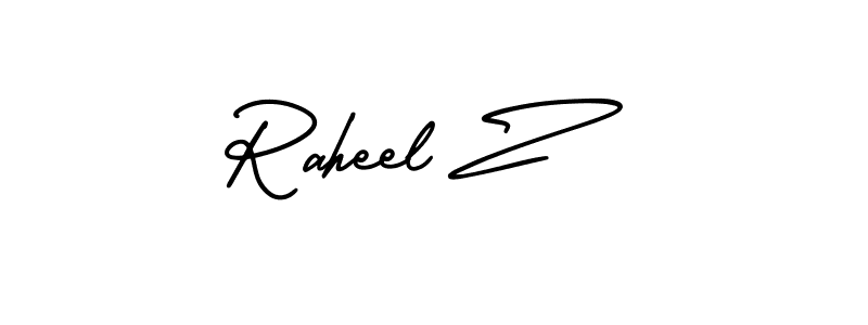 This is the best signature style for the Raheel Z name. Also you like these signature font (AmerikaSignatureDemo-Regular). Mix name signature. Raheel Z signature style 3 images and pictures png