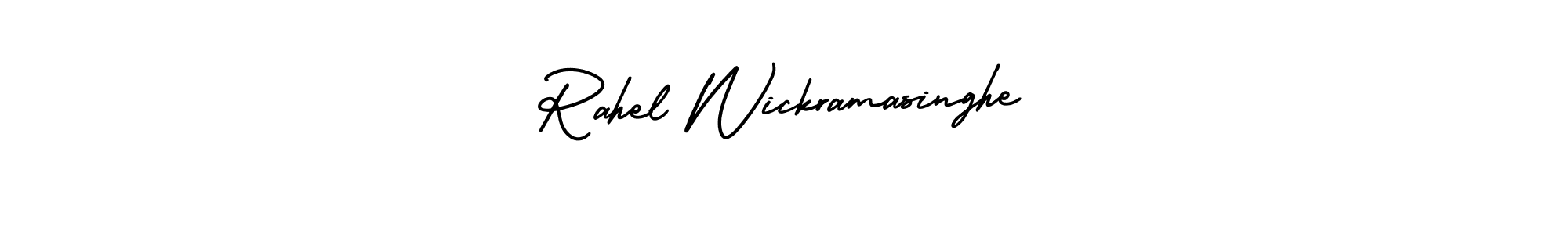 How to make Rahel Wickramasinghe name signature. Use AmerikaSignatureDemo-Regular style for creating short signs online. This is the latest handwritten sign. Rahel Wickramasinghe signature style 3 images and pictures png