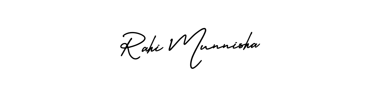 Also You can easily find your signature by using the search form. We will create Rahi Munnisha name handwritten signature images for you free of cost using AmerikaSignatureDemo-Regular sign style. Rahi Munnisha signature style 3 images and pictures png