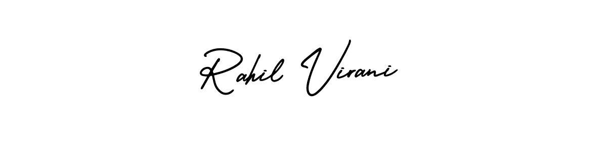 if you are searching for the best signature style for your name Rahil Virani. so please give up your signature search. here we have designed multiple signature styles  using AmerikaSignatureDemo-Regular. Rahil Virani signature style 3 images and pictures png