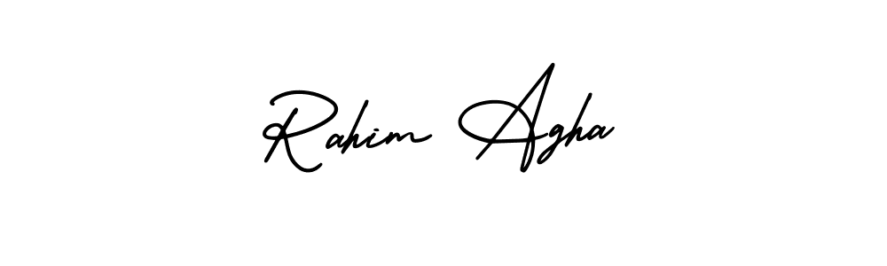 You should practise on your own different ways (AmerikaSignatureDemo-Regular) to write your name (Rahim Agha) in signature. don't let someone else do it for you. Rahim Agha signature style 3 images and pictures png
