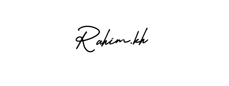 The best way (AmerikaSignatureDemo-Regular) to make a short signature is to pick only two or three words in your name. The name Rahim.kh include a total of six letters. For converting this name. Rahim.kh signature style 3 images and pictures png