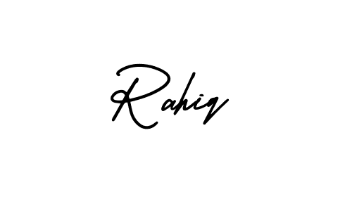 It looks lik you need a new signature style for name Rahiq. Design unique handwritten (AmerikaSignatureDemo-Regular) signature with our free signature maker in just a few clicks. Rahiq signature style 3 images and pictures png