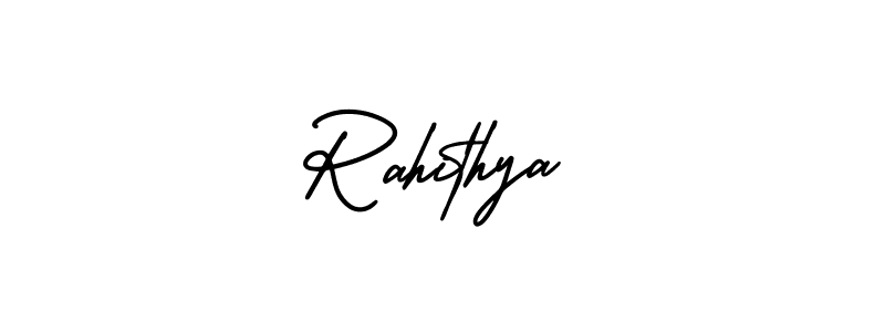 Use a signature maker to create a handwritten signature online. With this signature software, you can design (AmerikaSignatureDemo-Regular) your own signature for name Rahithya. Rahithya signature style 3 images and pictures png