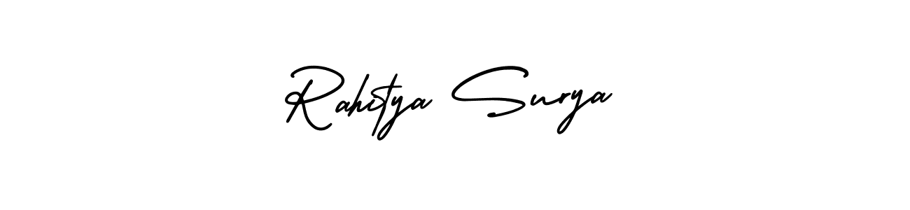 How to Draw Rahitya Surya signature style? AmerikaSignatureDemo-Regular is a latest design signature styles for name Rahitya Surya. Rahitya Surya signature style 3 images and pictures png