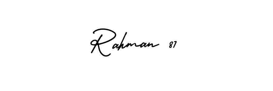 You can use this online signature creator to create a handwritten signature for the name Rahman 87. This is the best online autograph maker. Rahman 87 signature style 3 images and pictures png