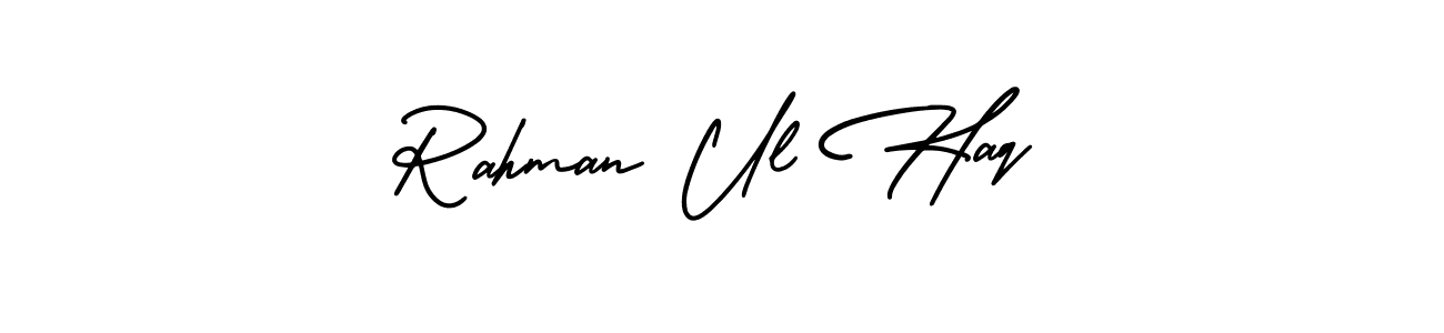 Similarly AmerikaSignatureDemo-Regular is the best handwritten signature design. Signature creator online .You can use it as an online autograph creator for name Rahman Ul Haq. Rahman Ul Haq signature style 3 images and pictures png