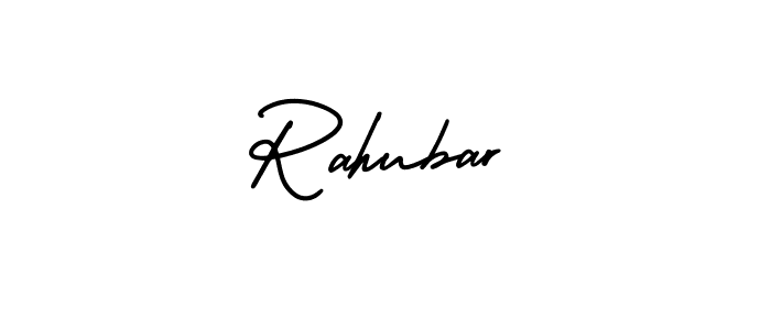 You should practise on your own different ways (AmerikaSignatureDemo-Regular) to write your name (Rahubar) in signature. don't let someone else do it for you. Rahubar signature style 3 images and pictures png