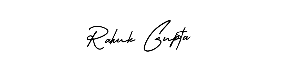 You should practise on your own different ways (AmerikaSignatureDemo-Regular) to write your name (Rahuk Gupta) in signature. don't let someone else do it for you. Rahuk Gupta signature style 3 images and pictures png