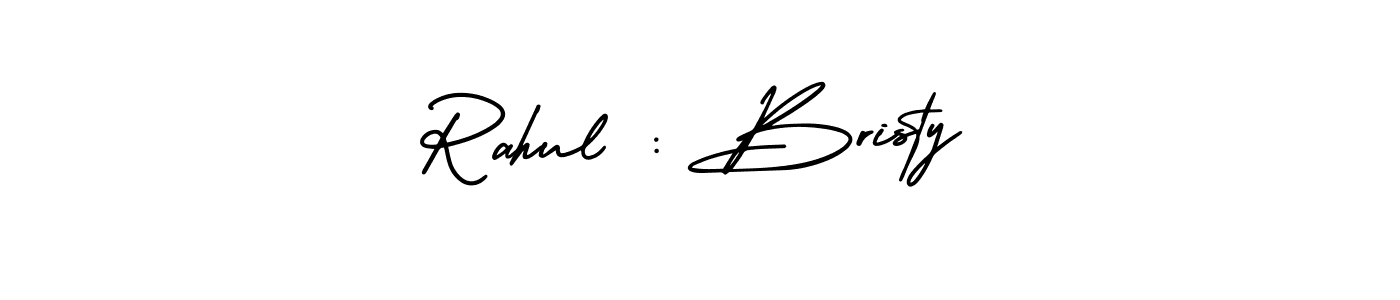 Create a beautiful signature design for name Rahul : Bristy. With this signature (AmerikaSignatureDemo-Regular) fonts, you can make a handwritten signature for free. Rahul : Bristy signature style 3 images and pictures png