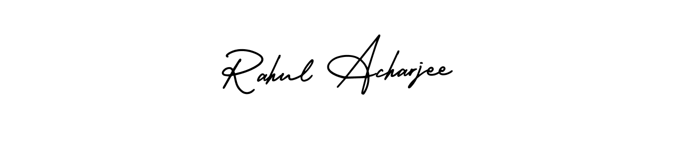 You should practise on your own different ways (AmerikaSignatureDemo-Regular) to write your name (Rahul Acharjee) in signature. don't let someone else do it for you. Rahul Acharjee signature style 3 images and pictures png