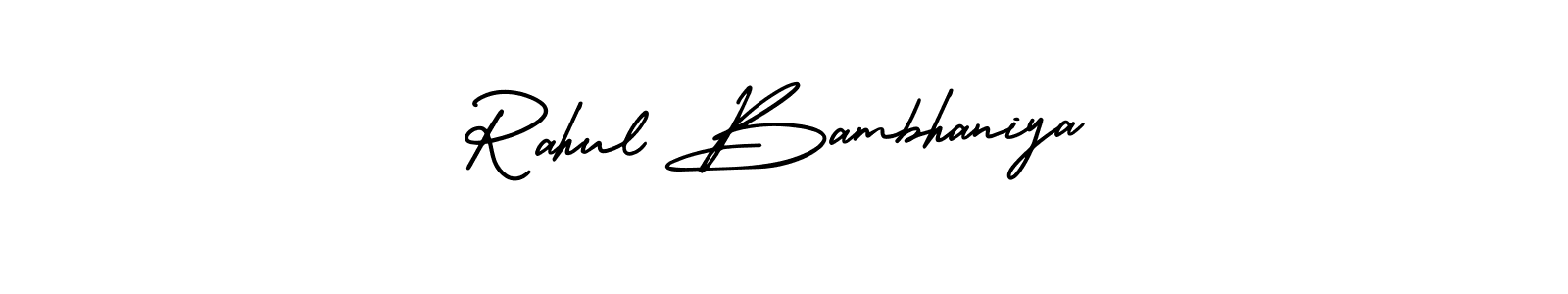 You should practise on your own different ways (AmerikaSignatureDemo-Regular) to write your name (Rahul Bambhaniya) in signature. don't let someone else do it for you. Rahul Bambhaniya signature style 3 images and pictures png