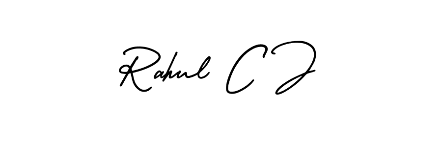 You should practise on your own different ways (AmerikaSignatureDemo-Regular) to write your name (Rahul C J) in signature. don't let someone else do it for you. Rahul C J signature style 3 images and pictures png