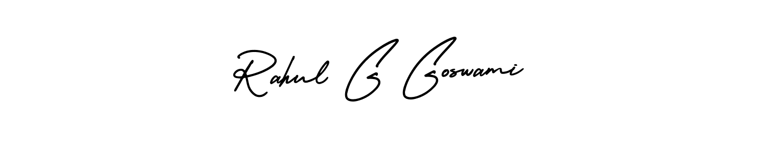 The best way (AmerikaSignatureDemo-Regular) to make a short signature is to pick only two or three words in your name. The name Rahul G Goswami include a total of six letters. For converting this name. Rahul G Goswami signature style 3 images and pictures png