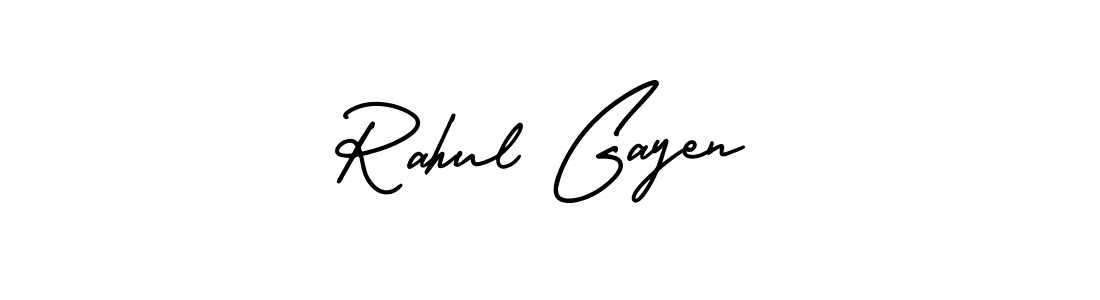 You should practise on your own different ways (AmerikaSignatureDemo-Regular) to write your name (Rahul Gayen) in signature. don't let someone else do it for you. Rahul Gayen signature style 3 images and pictures png