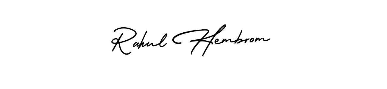 You should practise on your own different ways (AmerikaSignatureDemo-Regular) to write your name (Rahul Hembrom) in signature. don't let someone else do it for you. Rahul Hembrom signature style 3 images and pictures png