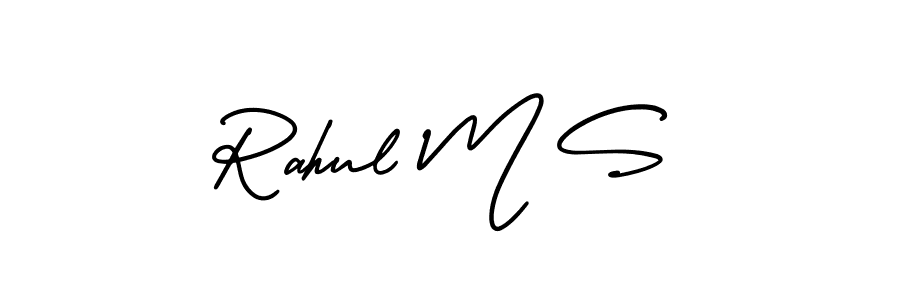 if you are searching for the best signature style for your name Rahul M S. so please give up your signature search. here we have designed multiple signature styles  using AmerikaSignatureDemo-Regular. Rahul M S signature style 3 images and pictures png