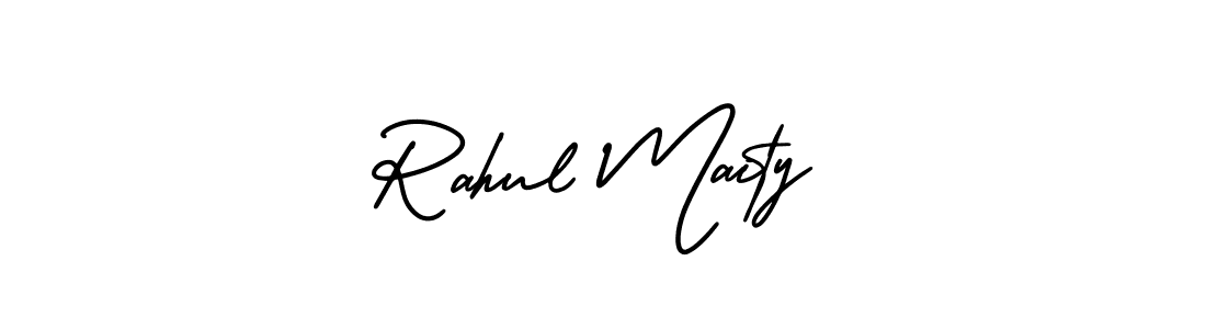 You should practise on your own different ways (AmerikaSignatureDemo-Regular) to write your name (Rahul Maity) in signature. don't let someone else do it for you. Rahul Maity signature style 3 images and pictures png