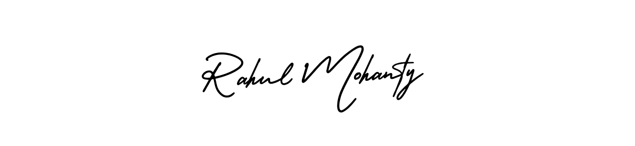 The best way (AmerikaSignatureDemo-Regular) to make a short signature is to pick only two or three words in your name. The name Rahul Mohanty include a total of six letters. For converting this name. Rahul Mohanty signature style 3 images and pictures png