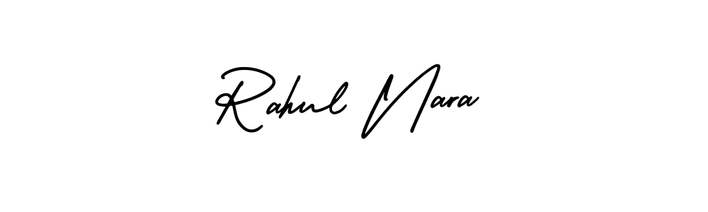 You should practise on your own different ways (AmerikaSignatureDemo-Regular) to write your name (Rahul Nara) in signature. don't let someone else do it for you. Rahul Nara signature style 3 images and pictures png