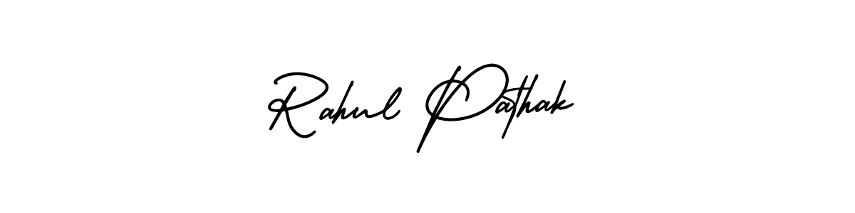 The best way (AmerikaSignatureDemo-Regular) to make a short signature is to pick only two or three words in your name. The name Rahul Pathak include a total of six letters. For converting this name. Rahul Pathak signature style 3 images and pictures png