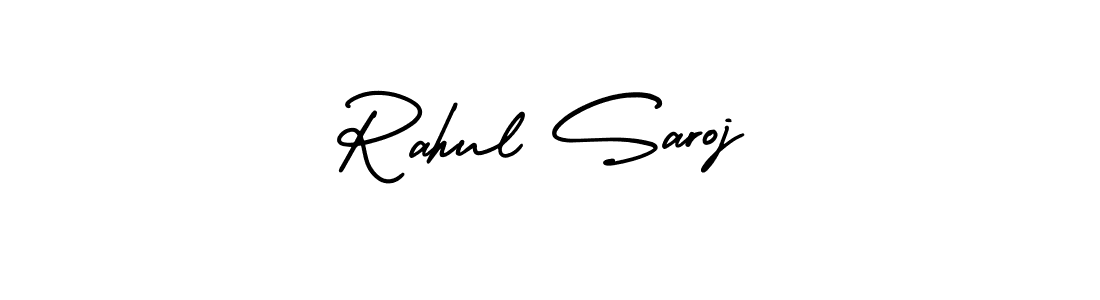 This is the best signature style for the Rahul Saroj name. Also you like these signature font (AmerikaSignatureDemo-Regular). Mix name signature. Rahul Saroj signature style 3 images and pictures png