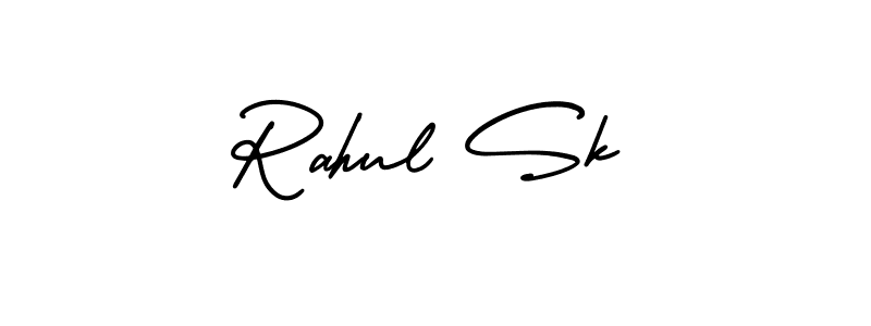 The best way (AmerikaSignatureDemo-Regular) to make a short signature is to pick only two or three words in your name. The name Rahul Sk include a total of six letters. For converting this name. Rahul Sk signature style 3 images and pictures png