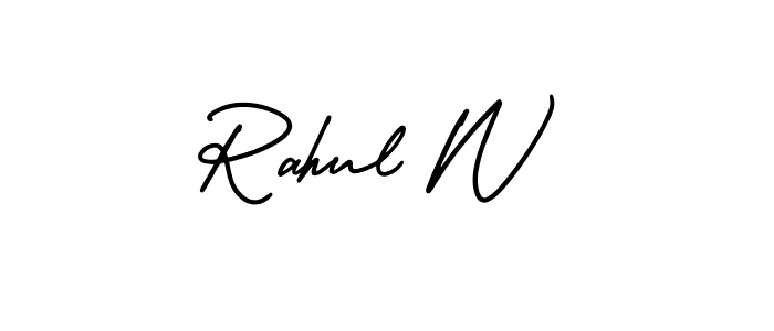 This is the best signature style for the Rahul W name. Also you like these signature font (AmerikaSignatureDemo-Regular). Mix name signature. Rahul W signature style 3 images and pictures png