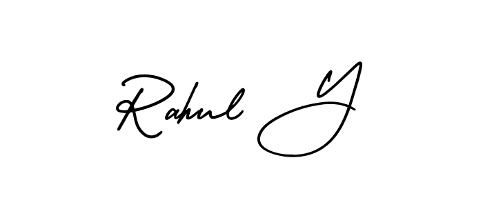 Make a beautiful signature design for name Rahul Y. With this signature (AmerikaSignatureDemo-Regular) style, you can create a handwritten signature for free. Rahul Y signature style 3 images and pictures png