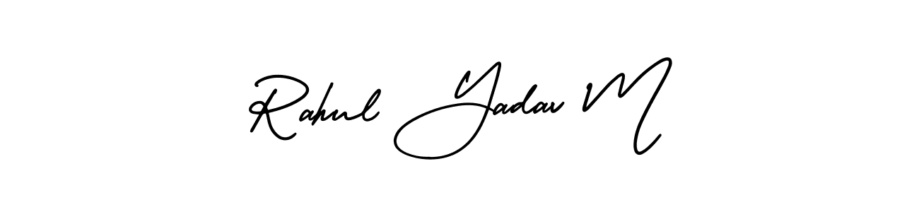 Use a signature maker to create a handwritten signature online. With this signature software, you can design (AmerikaSignatureDemo-Regular) your own signature for name Rahul Yadav M. Rahul Yadav M signature style 3 images and pictures png