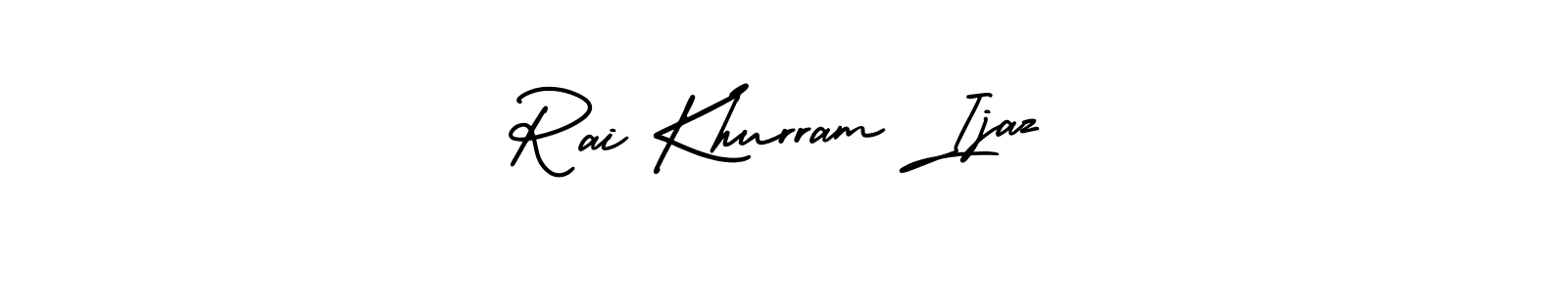 You should practise on your own different ways (AmerikaSignatureDemo-Regular) to write your name (Rai Khurram Ijaz) in signature. don't let someone else do it for you. Rai Khurram Ijaz signature style 3 images and pictures png