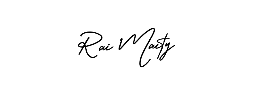 You should practise on your own different ways (AmerikaSignatureDemo-Regular) to write your name (Rai Maity) in signature. don't let someone else do it for you. Rai Maity signature style 3 images and pictures png