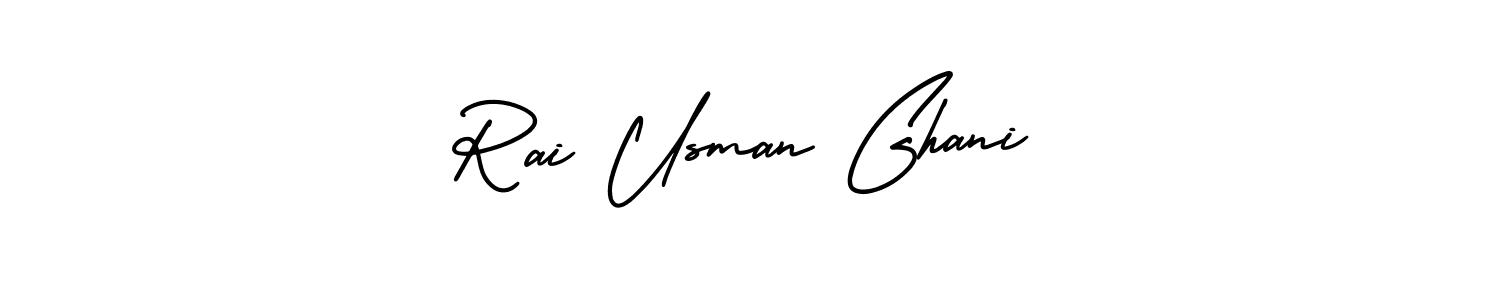 You should practise on your own different ways (AmerikaSignatureDemo-Regular) to write your name (Rai Usman Ghani) in signature. don't let someone else do it for you. Rai Usman Ghani signature style 3 images and pictures png